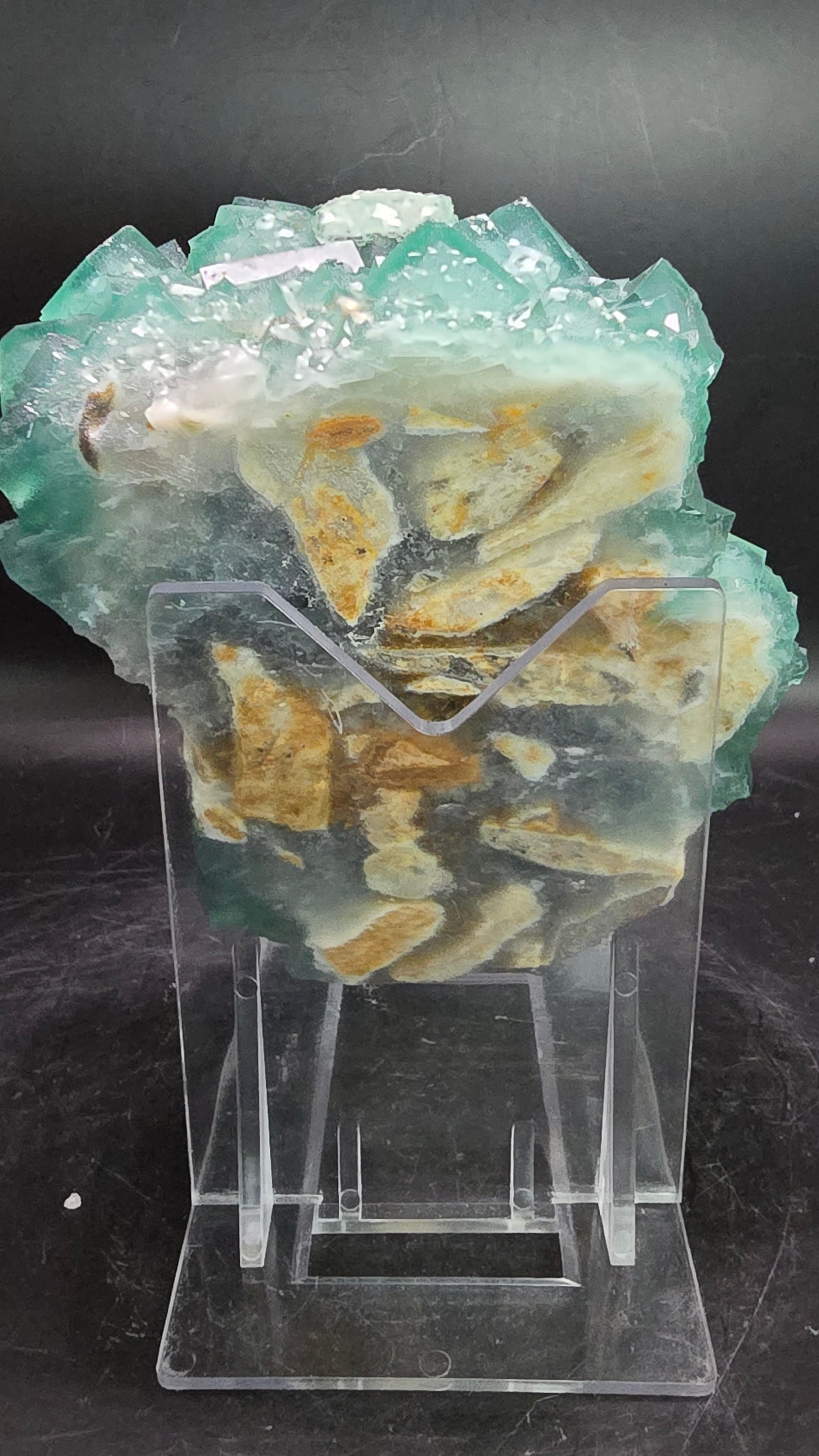 UV-Reactive Green Cubic Fluorite on Matrix – Zhejiang, China – 1.82 lbs
