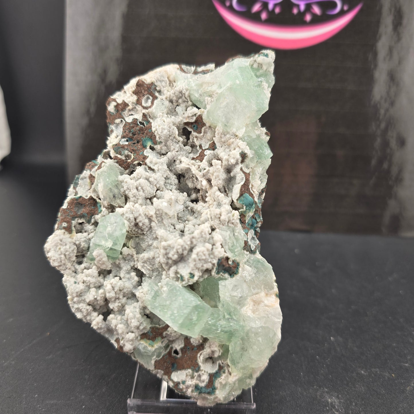 Green Apophyllite on White Druzy Chalcedony – 0.5 lbs