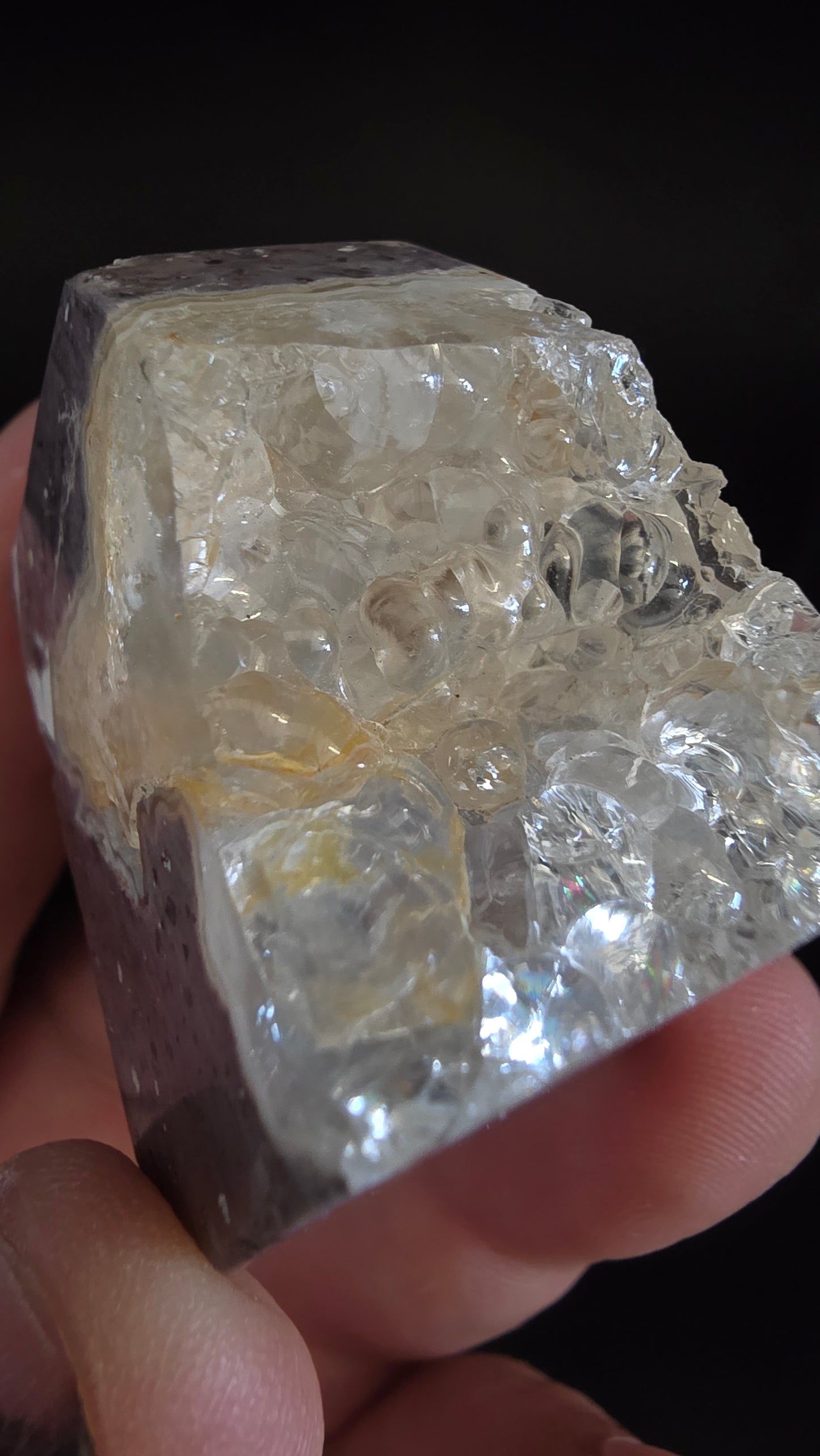 Polished & Natural Hyalite Opal Cluster – UV Reactive – Zacatecas, Mexico – 1.8 oz