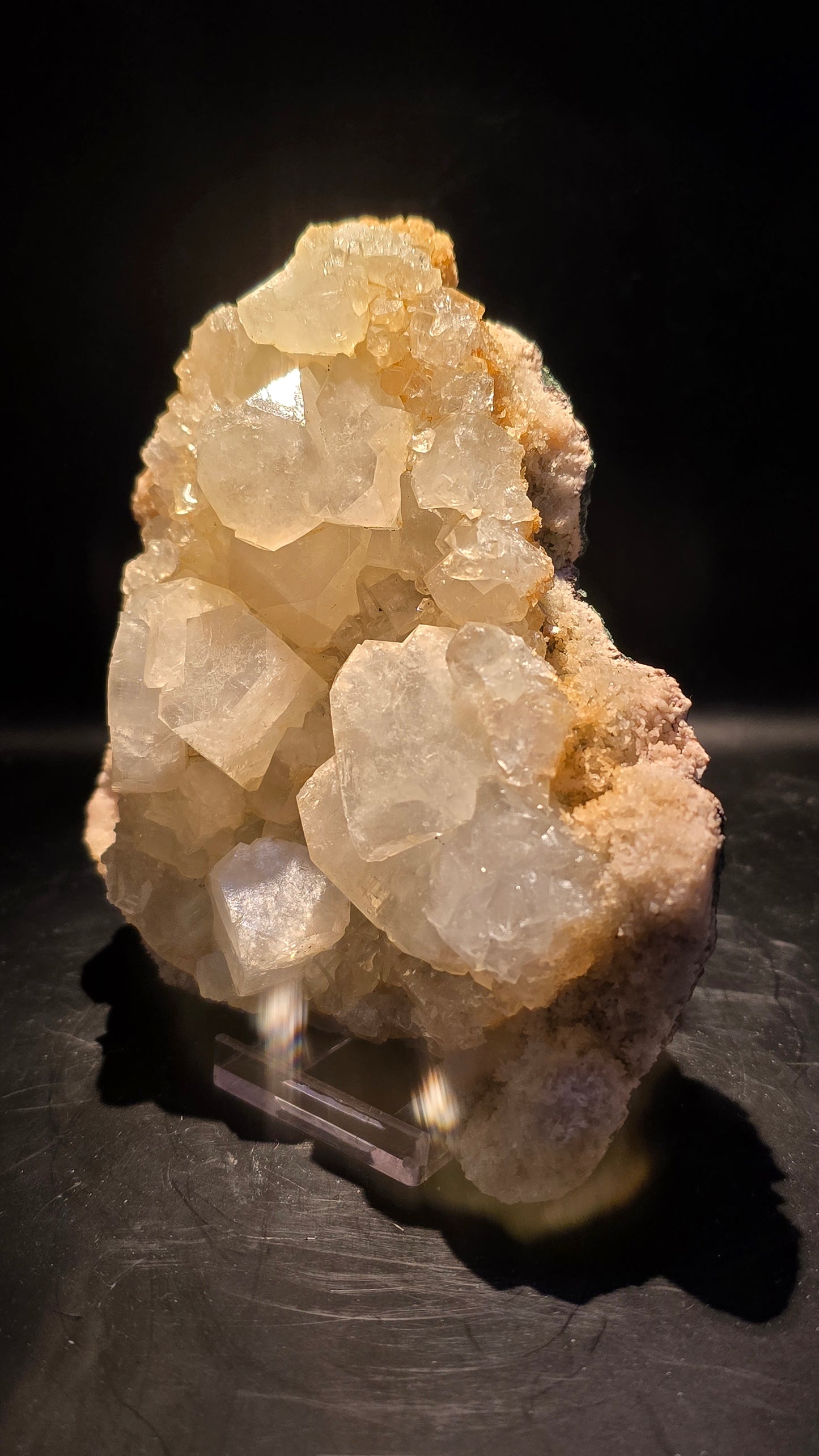 Golden Cubic Apophyllite with Needle Barite – Maharashtra, India – 1.09 lbs