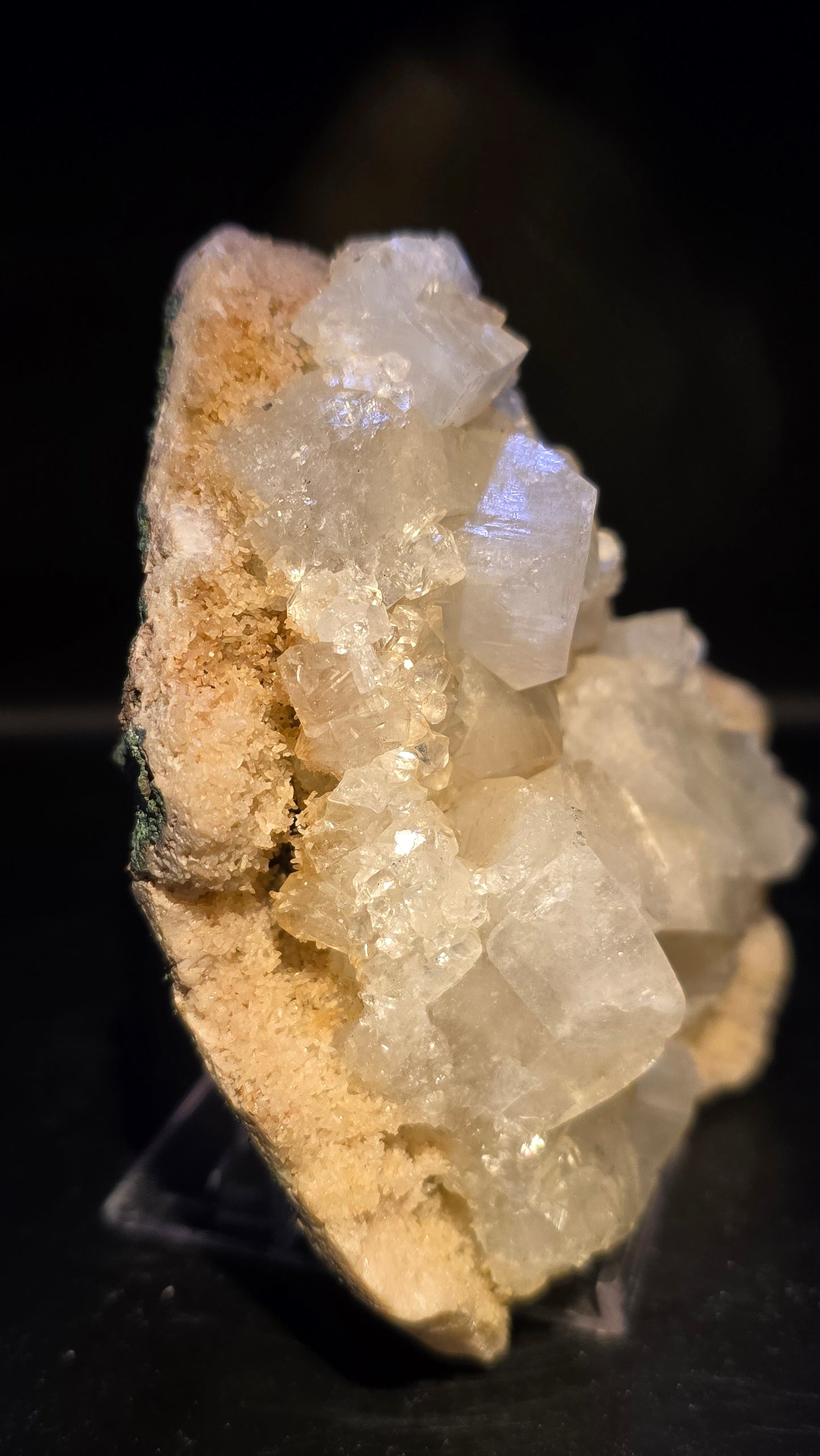 Golden Cubic Apophyllite with Needle Barite – Maharashtra, India – 1.09 lbs