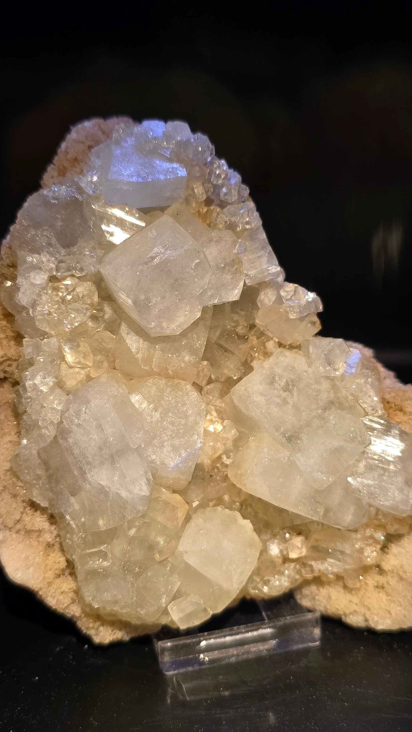 Golden Cubic Apophyllite with Needle Barite – Maharashtra, India – 1.09 lbs
