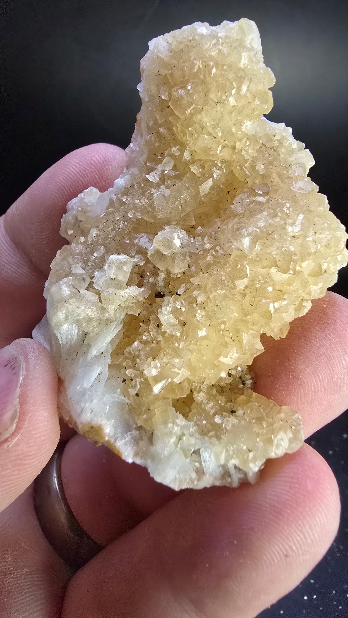 Golden UV Calcite After Stilbite with Natural Phosphorescence – Maharashtra, India – 0.11 lbs