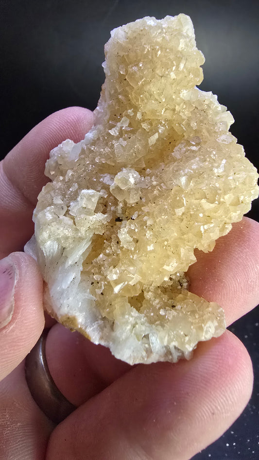 Golden UV Calcite After Stilbite with Natural Phosphorescence – Maharashtra, India – 0.11 lbs