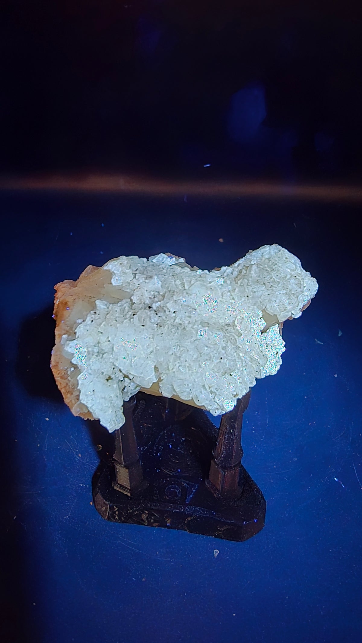 Golden UV Calcite After Stilbite with Natural Phosphorescence – Maharashtra, India – 0.11 lbs