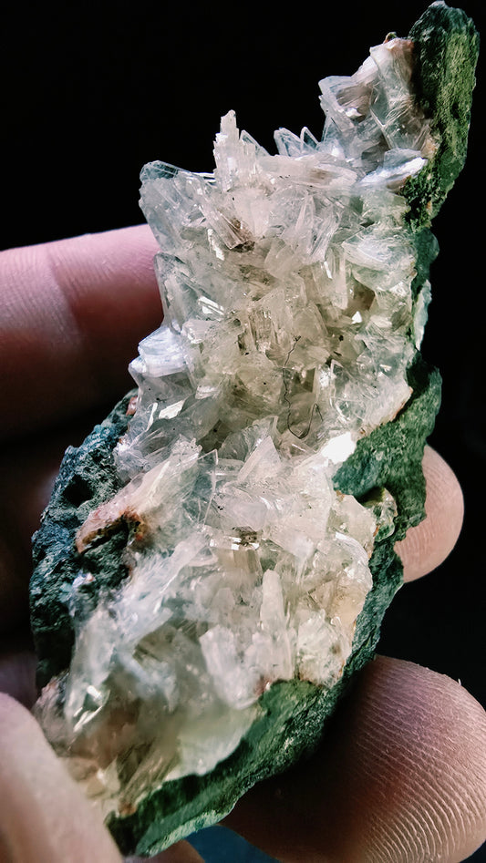 Bladed Pink Heulandite with Green Celadonite – Maharashtra, India – 0.10 lbs