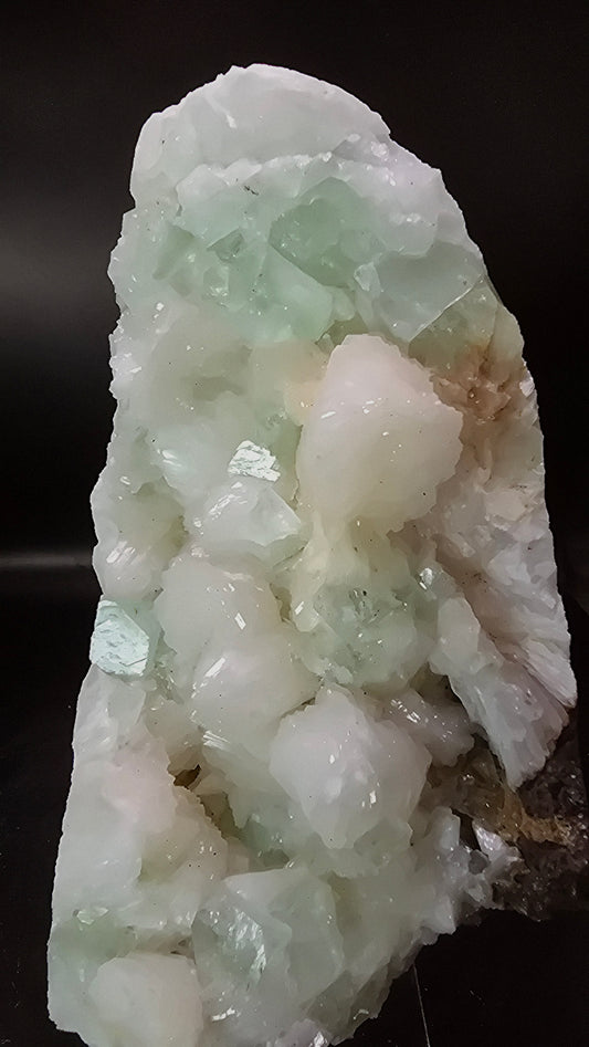 Green Apophyllite with White Pearl Stilbite – Maharashtra, India – 1.34 lbs