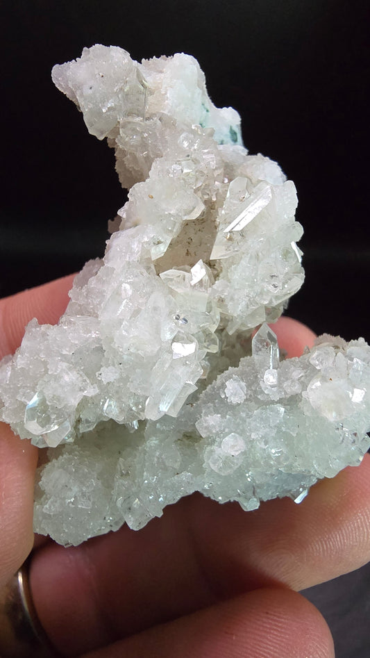 Clear Apophyllite on Chalcedony Stalactites – Maharashtra, India – 37 Grams