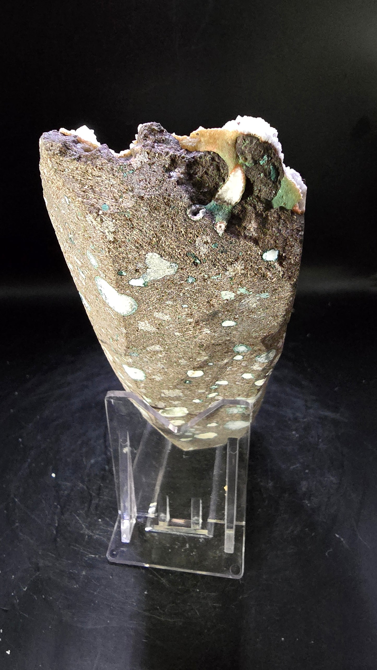 Green Apophyllite on Red & White Barite – Maharashtra, India – 0.71 lbs