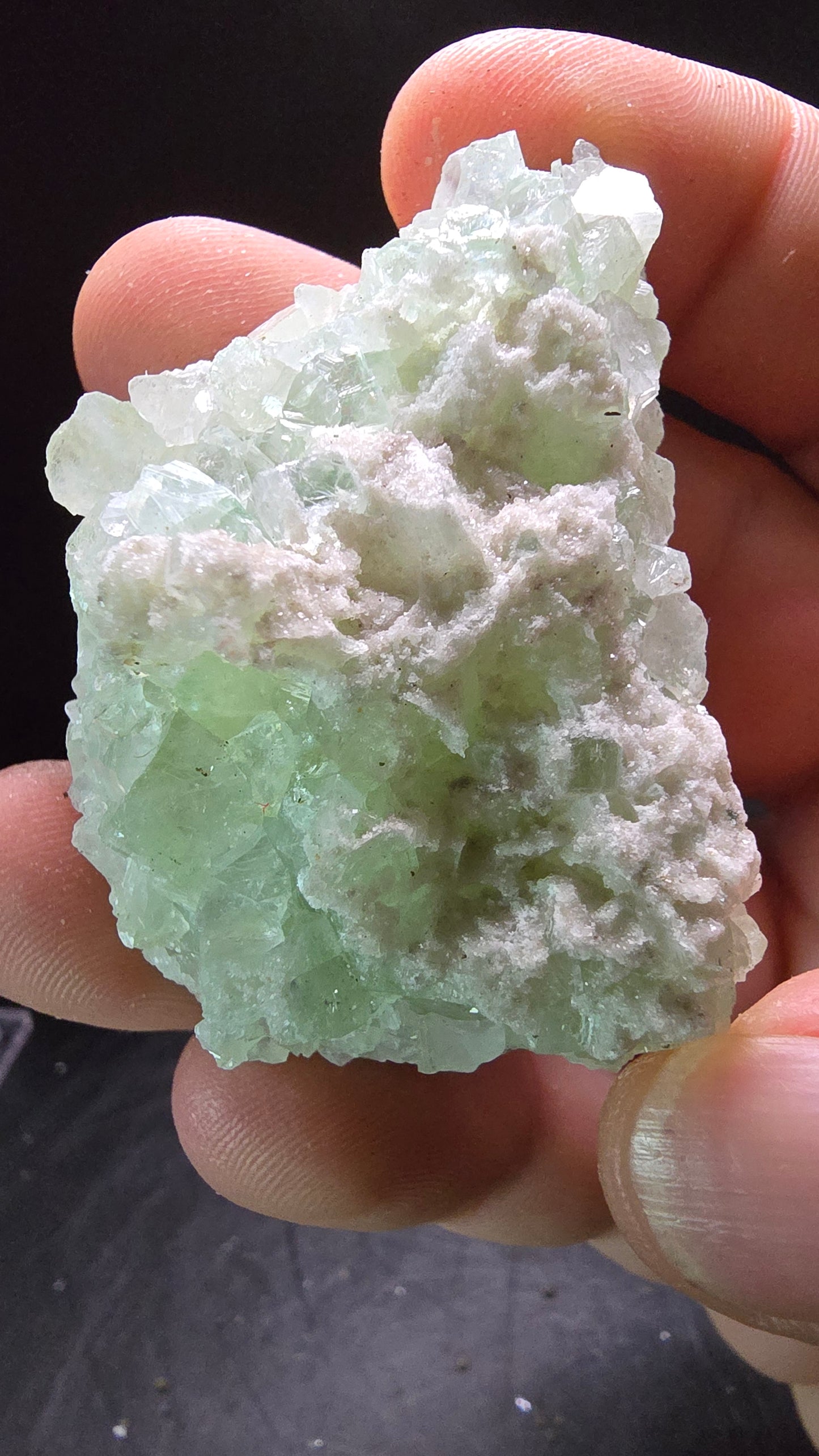 Cubic Green Apophyllite Cluster – Maharashtra, India – 0.12 lbs