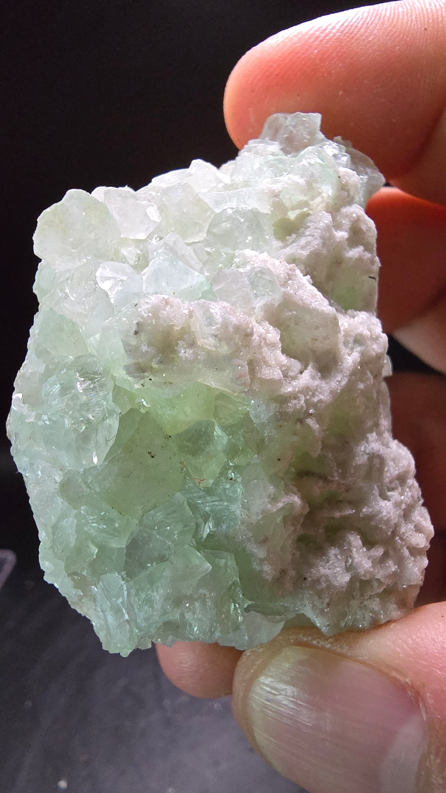 Cubic Green Apophyllite Cluster – Maharashtra, India – 0.12 lbs
