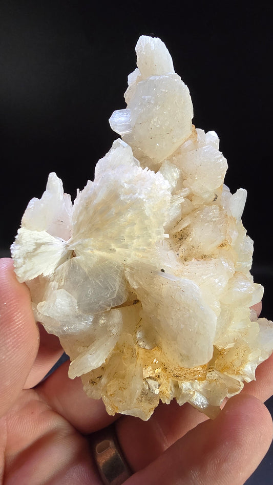 Scolecite Cluster over Bladed Pearl Stilbite – Maharashtra, India – 0.25 lbs