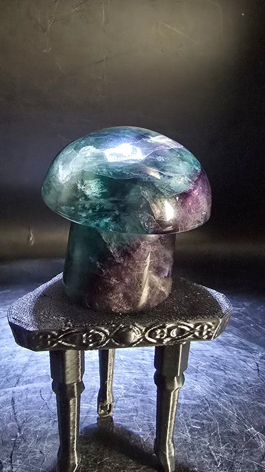 Heng Mine Rainbow Fluorite Mushroom Carving