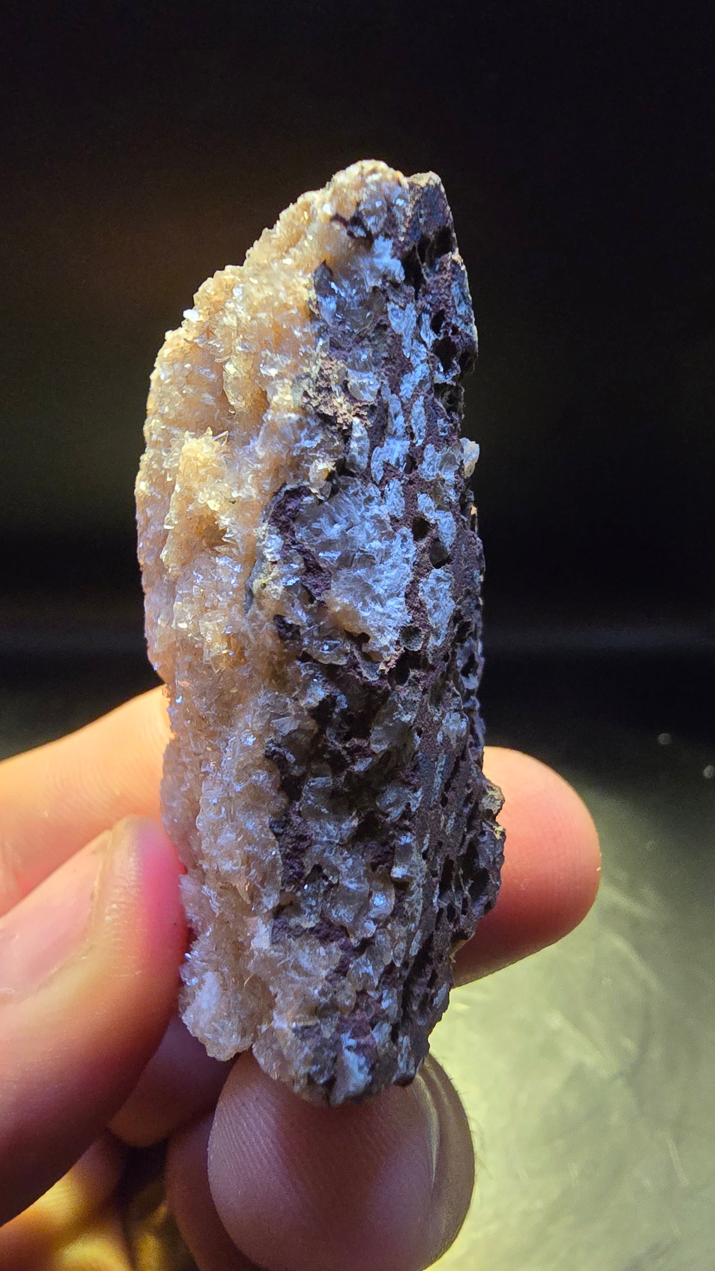 Peach Heulandite Druzy Formation – India – 0.11 lbs