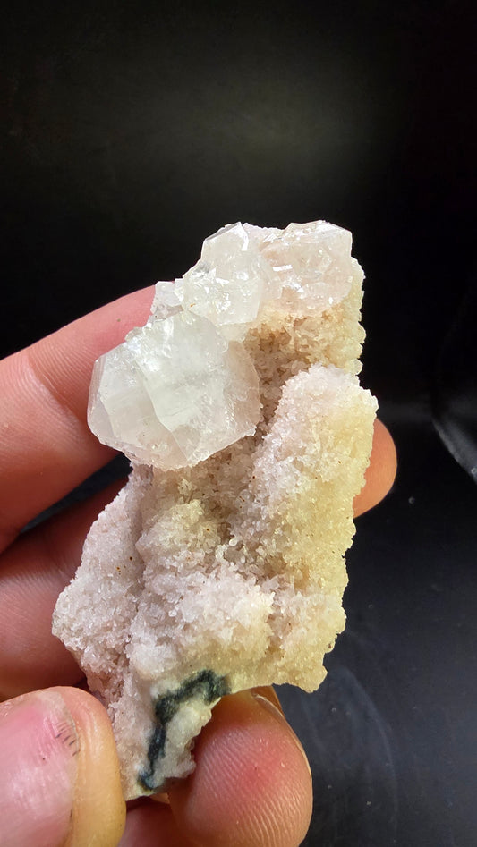 Chalcedony and Barite Stalactite with Cubic Apophyllite – Maharashtra, India – 0.12 lbs