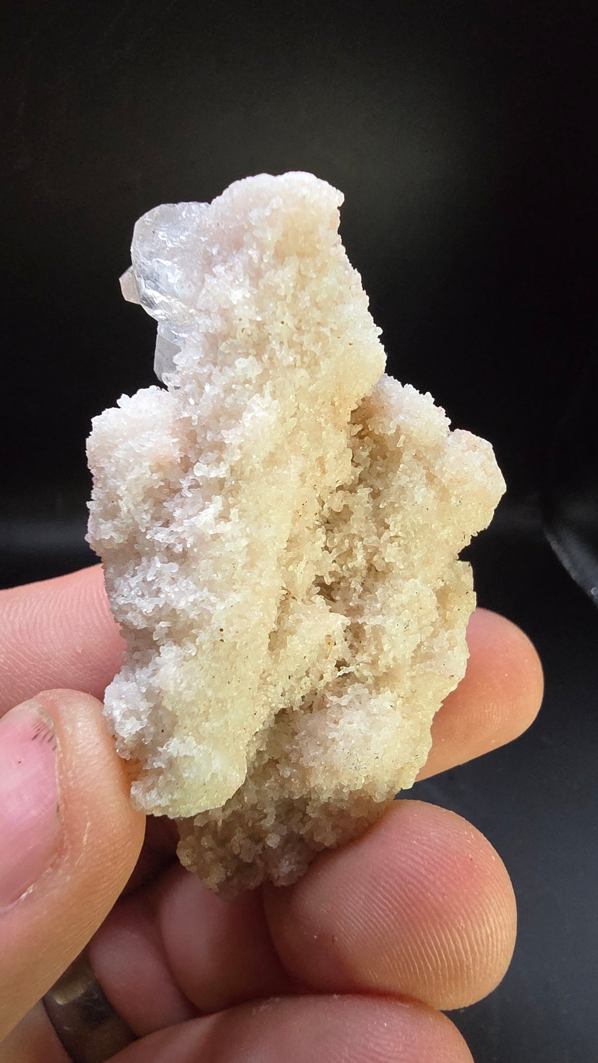 Chalcedony and Barite Stalactite with Cubic Apophyllite – Maharashtra, India – 0.12 lbs