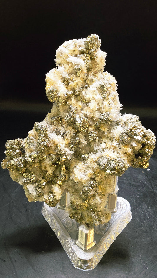 Peruvian Octahedral Pyrite with Needle Quartz – Peru – 0.13 lbs