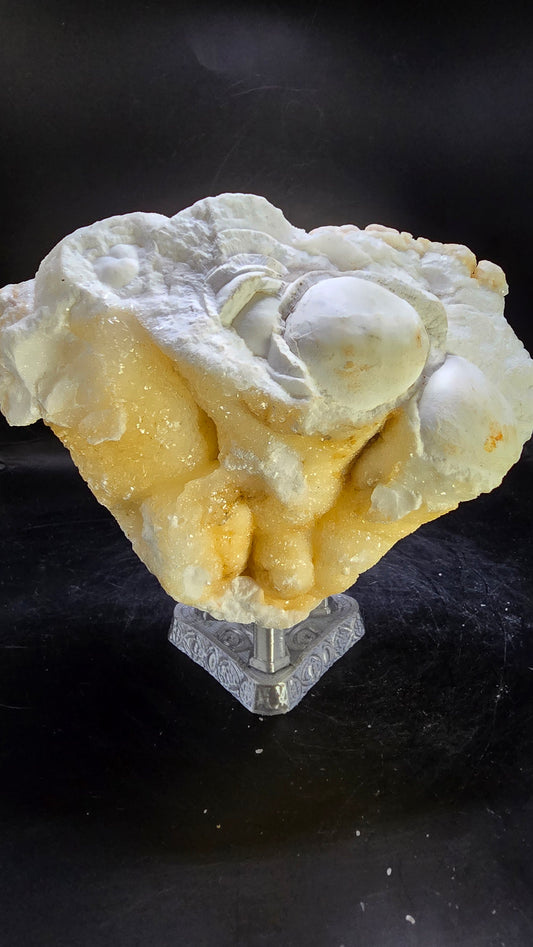 Cave Popcorn Formation with Golden Calcite Druzy – Morocco – 1.36 lbs
