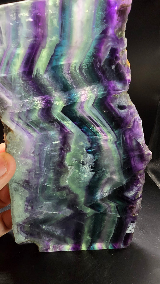 Black Rose Fluorite Polished Slab – UV Reactive – Pakistan – 1.53 lbs