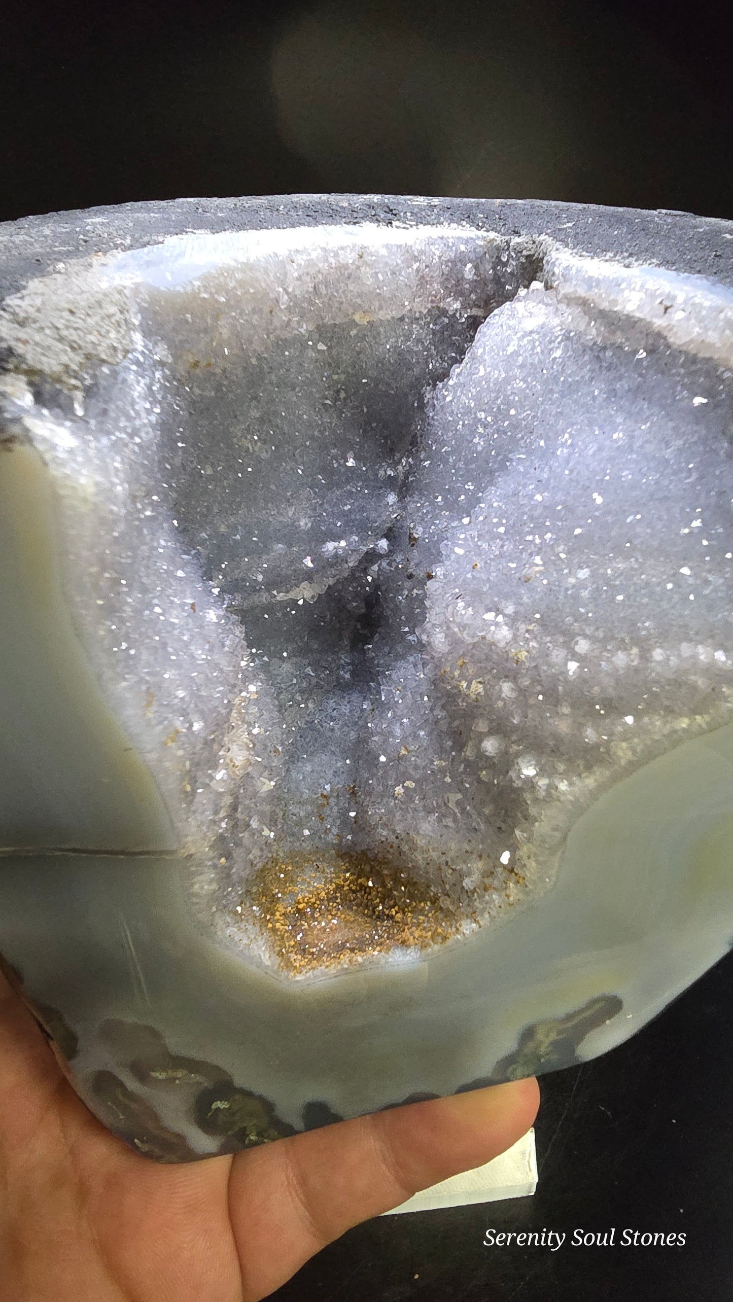 Blue Chalcedony Druzy Quartz Geode “The Wishing Well” – Minas Gerais, Brazil – 4.66 lbs