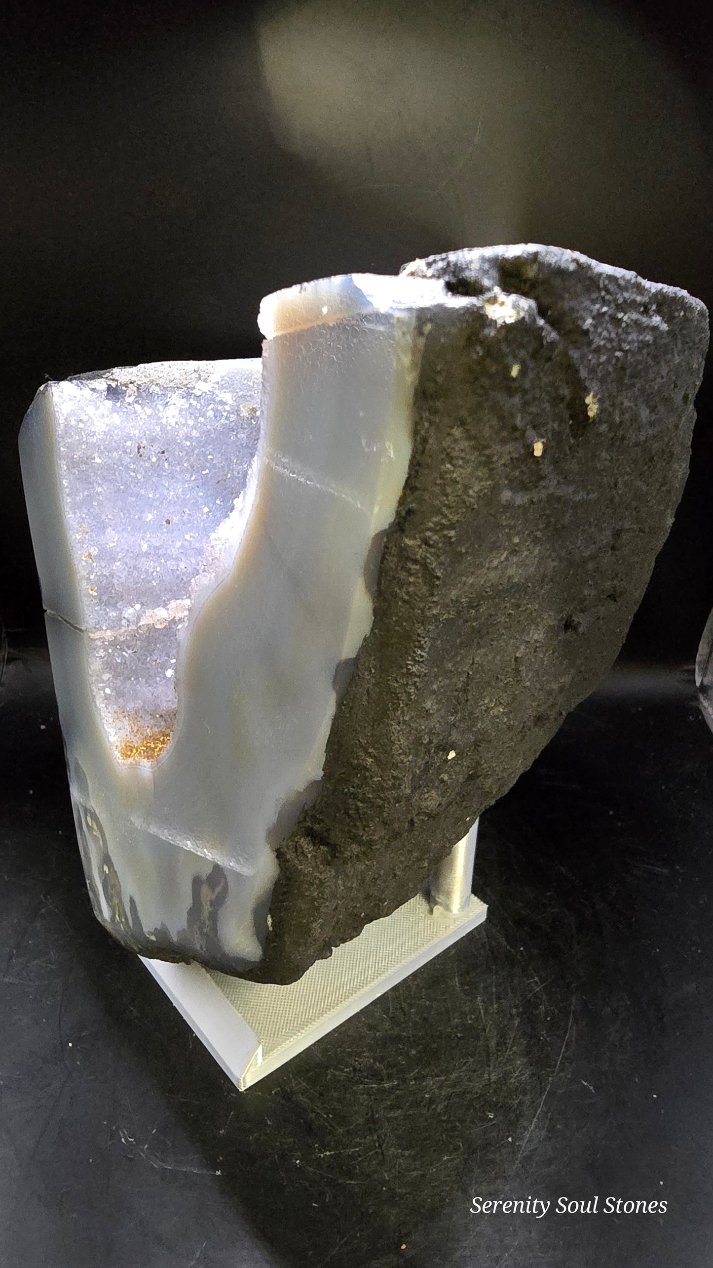 Blue Chalcedony Druzy Quartz Geode “The Wishing Well” – Minas Gerais, Brazil – 4.66 lbs