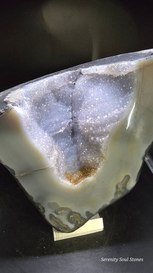 Blue Chalcedony Druzy Quartz Geode “The Wishing Well” – Minas Gerais, Brazil – 4.66 lbs
