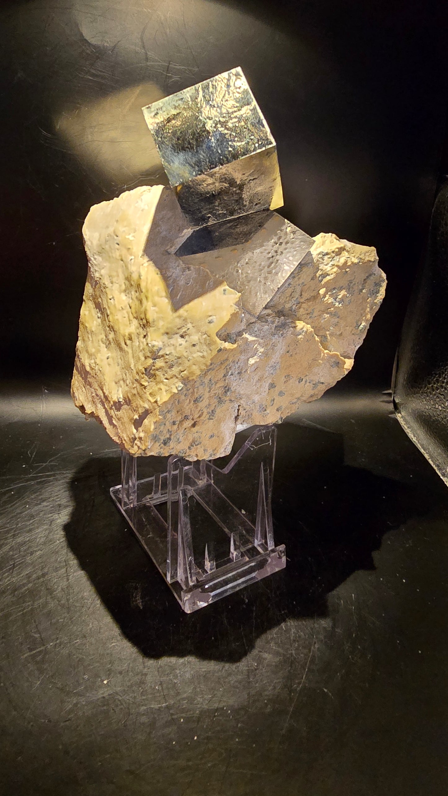 Mirror-Luster Cubic Pyrite on Matrix – Cerro de Pasco, Peru – 1.95 lbs