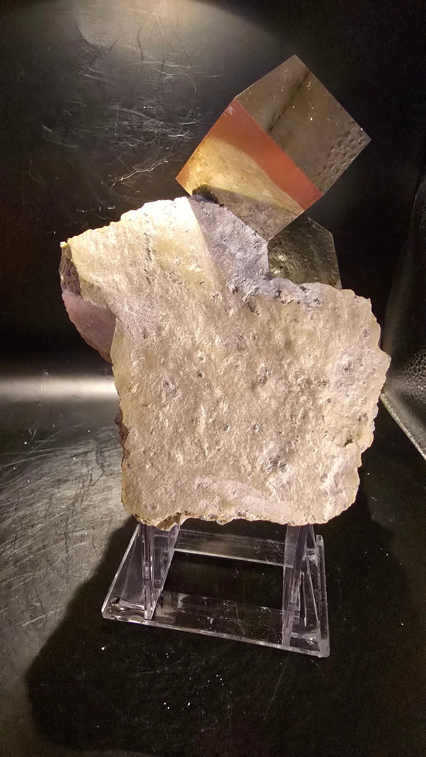 Mirror-Luster Cubic Pyrite on Matrix – Cerro de Pasco, Peru – 1.95 lbs