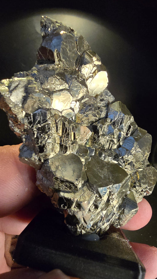 Octahedral Pyrite Cluster – Huanzala Mine, Peru – 0.27 lbs