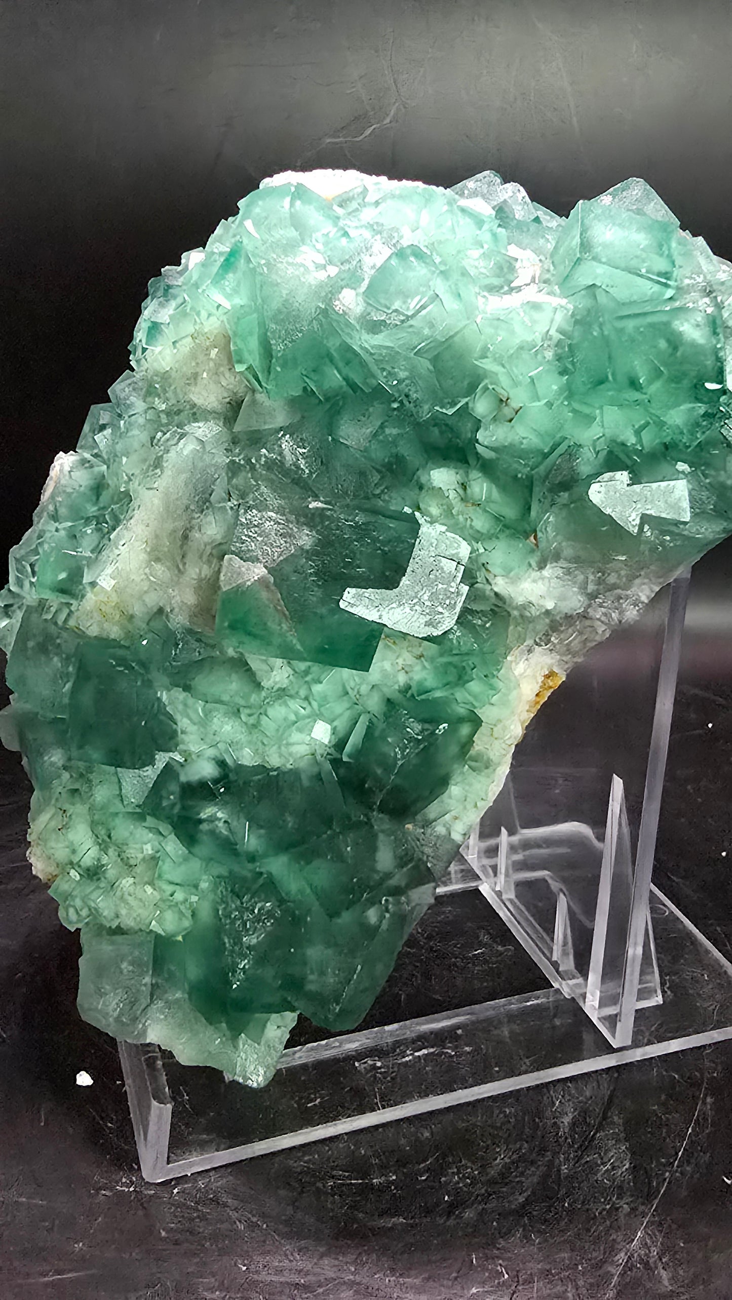 UV-Reactive Green Cubic Fluorite on Matrix – Zhejiang, China – 1.82 lbs
