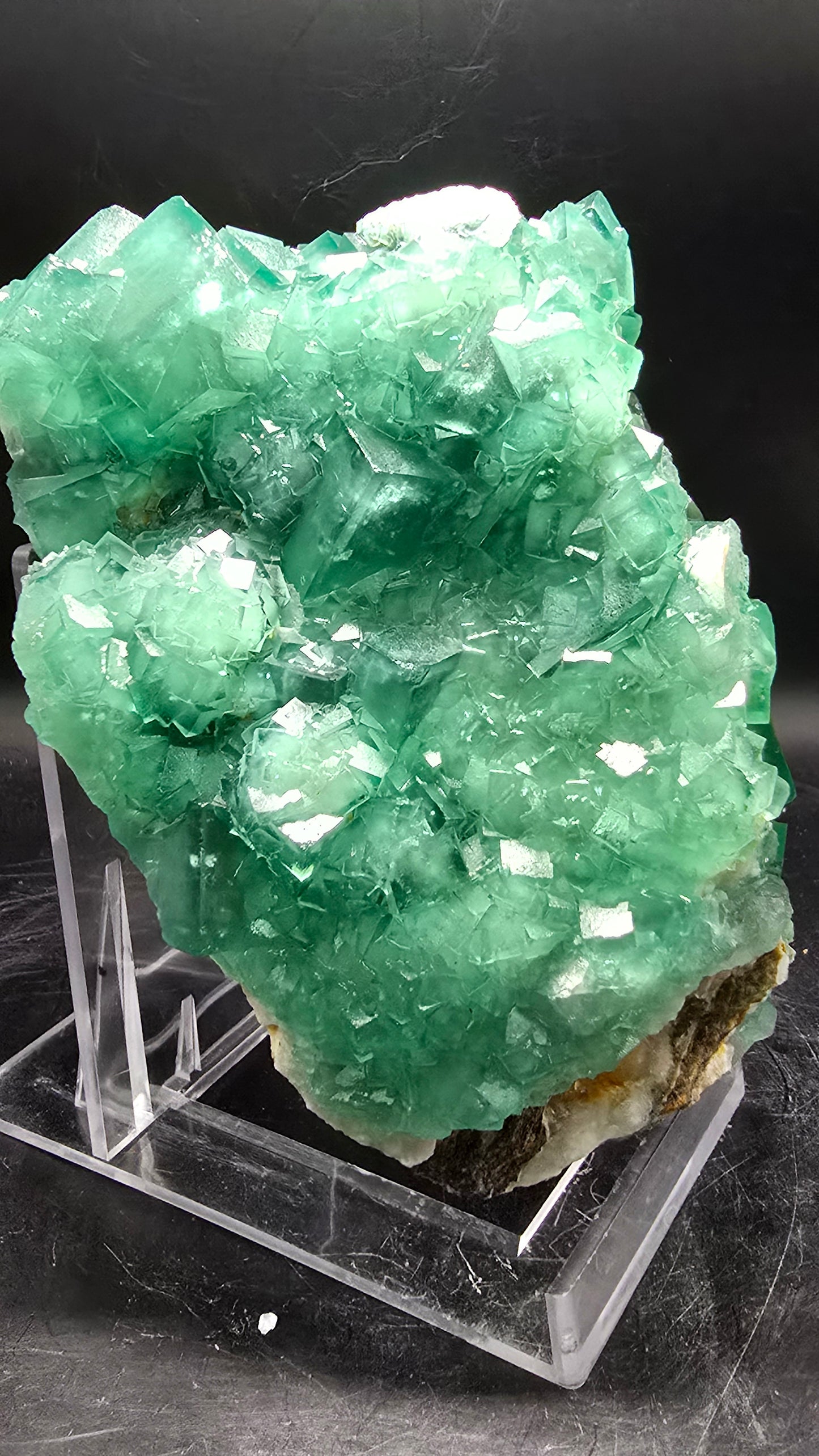 UV-Reactive Green Cubic Fluorite on Matrix – Zhejiang, China – 1.82 lbs