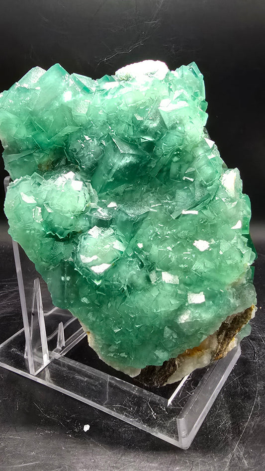 UV-Reactive Green Cubic Fluorite on Matrix – Zhejiang, China – 1.82 lbs