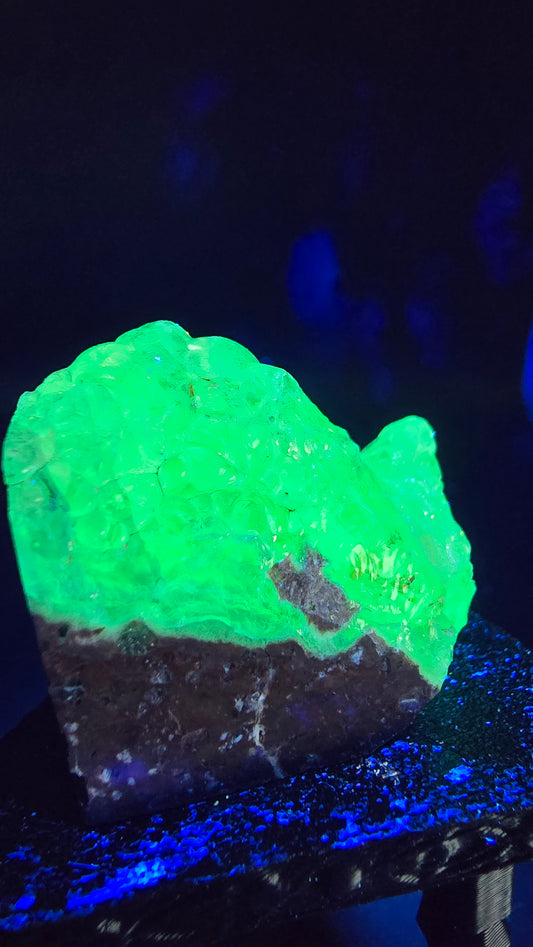 UV-Reactive Hyalite Opal with Polished Base – Zacatecas, Mexico – 28 grams