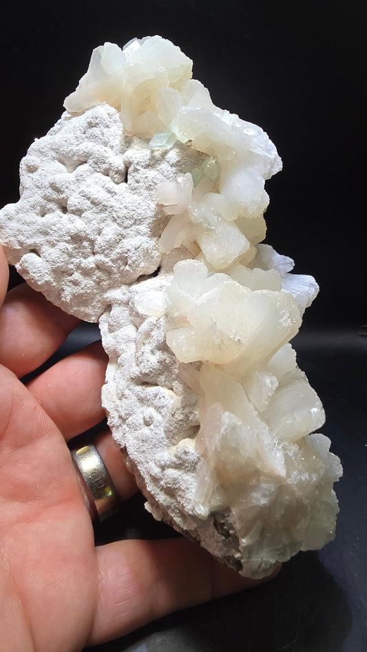 White Pearl Stilbite with Green Apophyllite – Maharashtra, India – 1.34 lbs