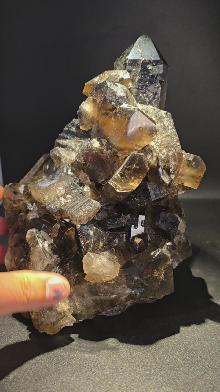 large quartz formation being spun by hand
