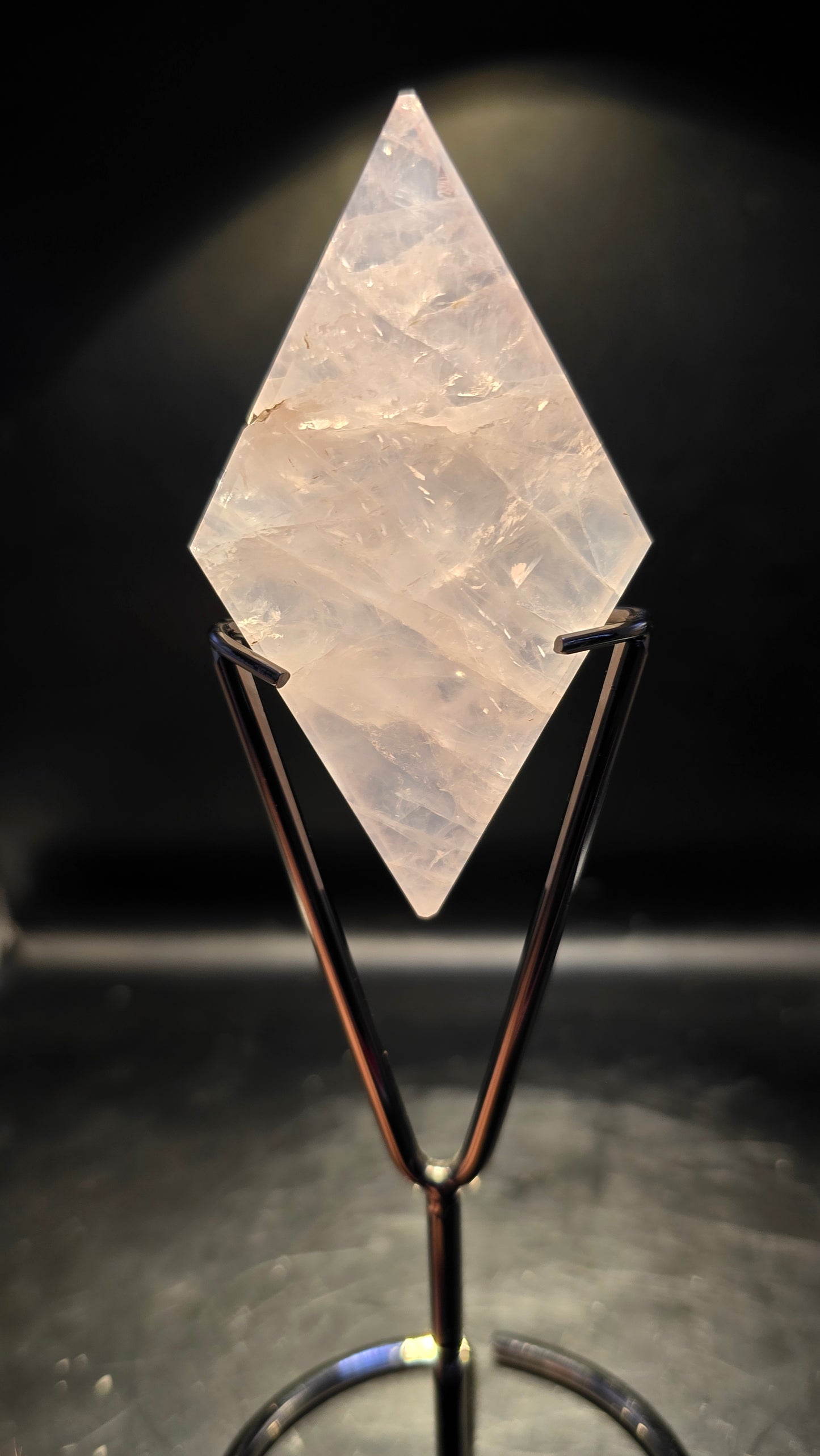 Rose Quartz Diamond Carving on Stand – Brazil – 0.19 lbs