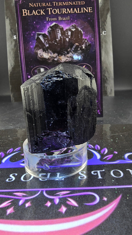 Black Tourmaline Crystal – Natural Termination – 0.49 lbs