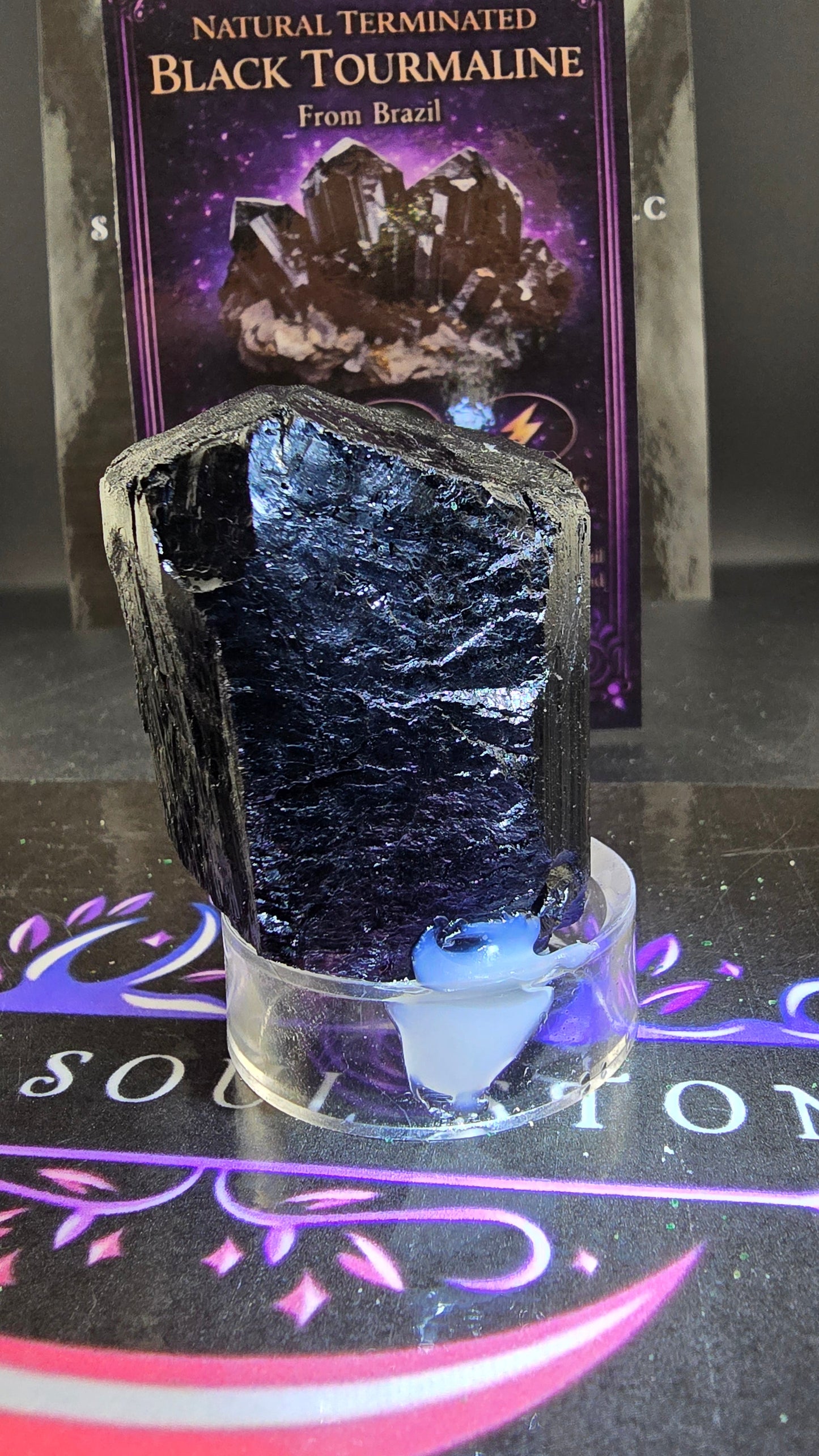 Black Tourmaline Crystal – Natural Termination – 0.49 lbs