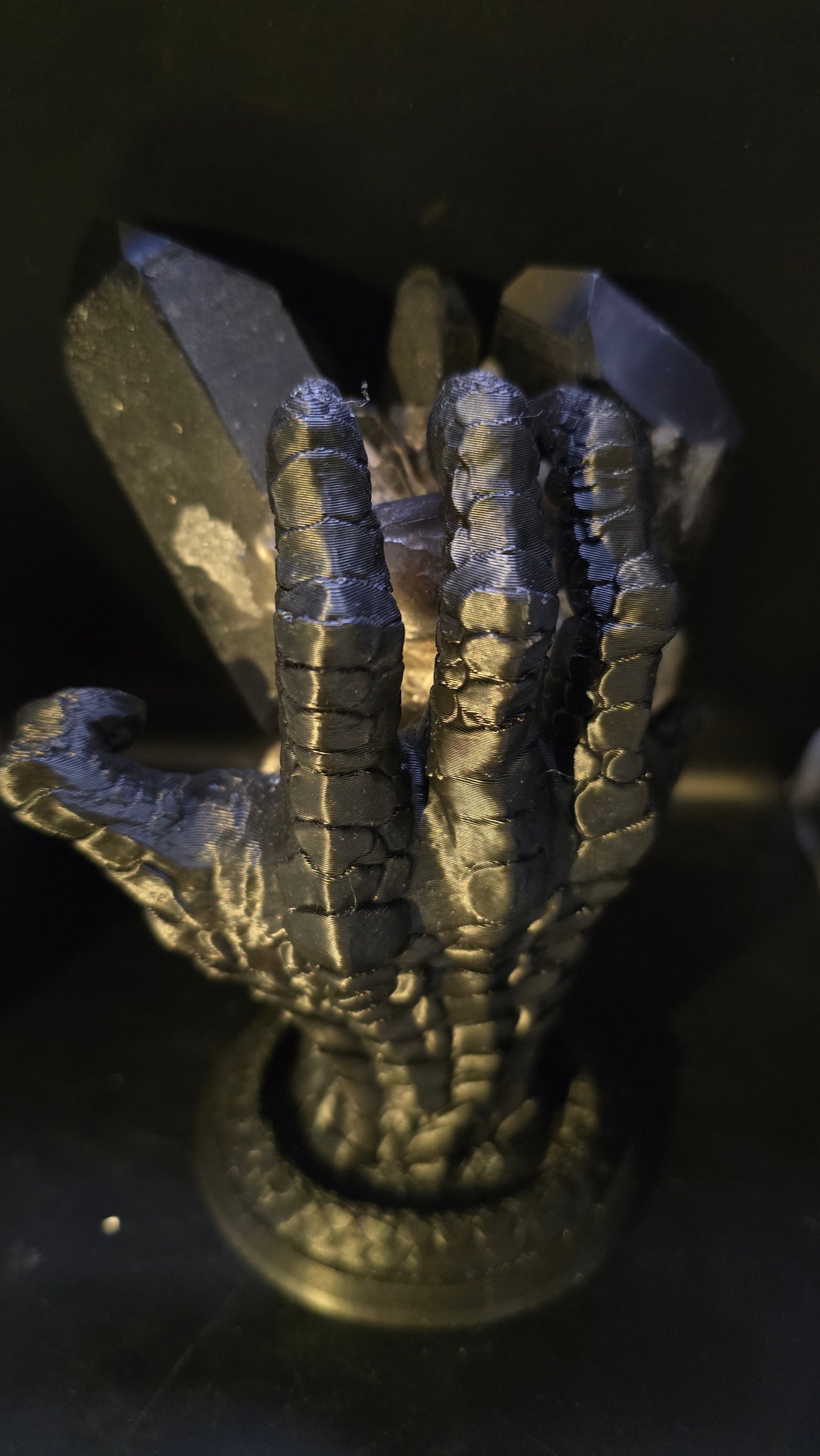 Smoky Quartz Cluster with Phantom Inclusions & Custom Dragon Claw Stand – Minas Gerais, Brazil – 1.50 lbs