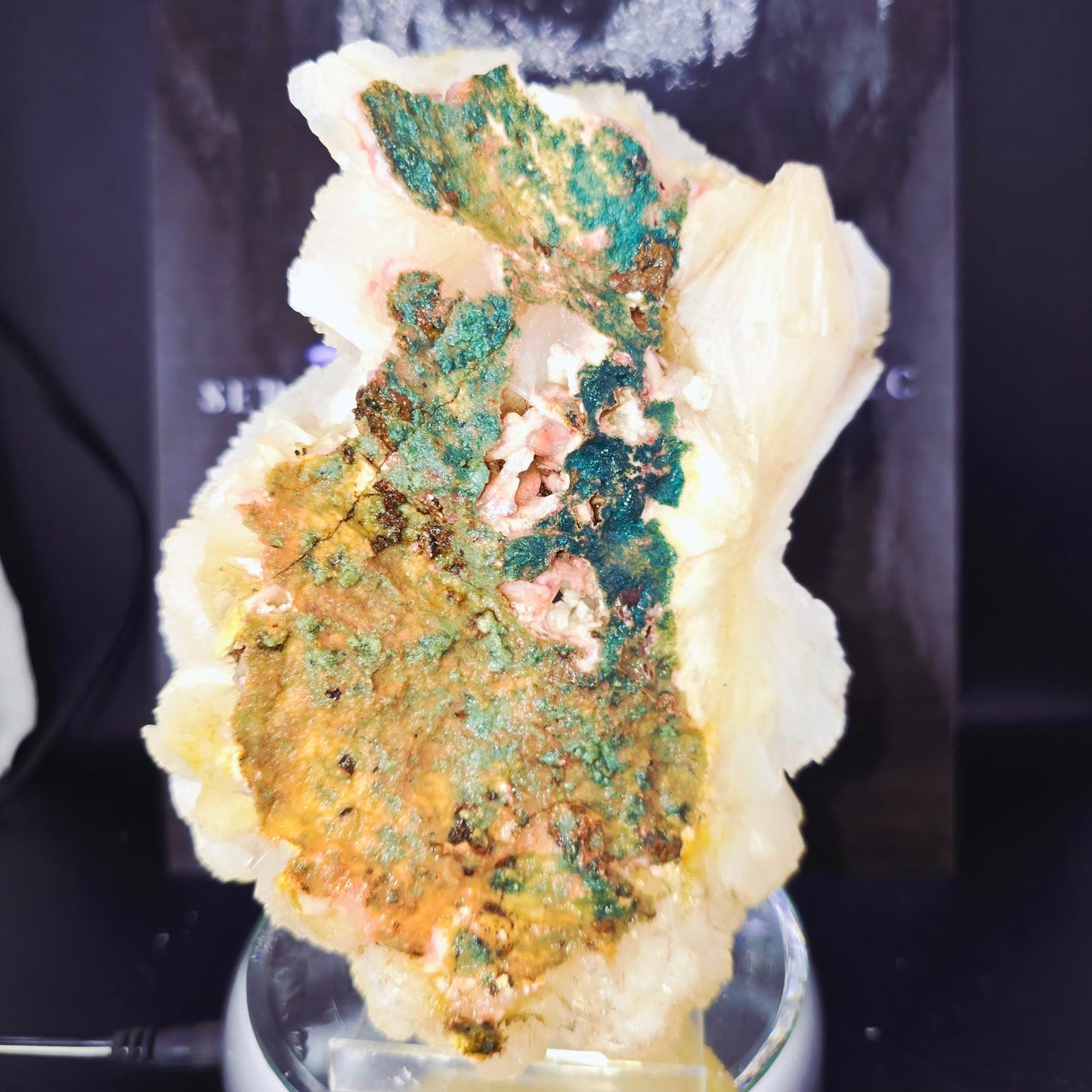 Peach Radial Stilbite with Mesolite “Heart” – 1.61 lbs
