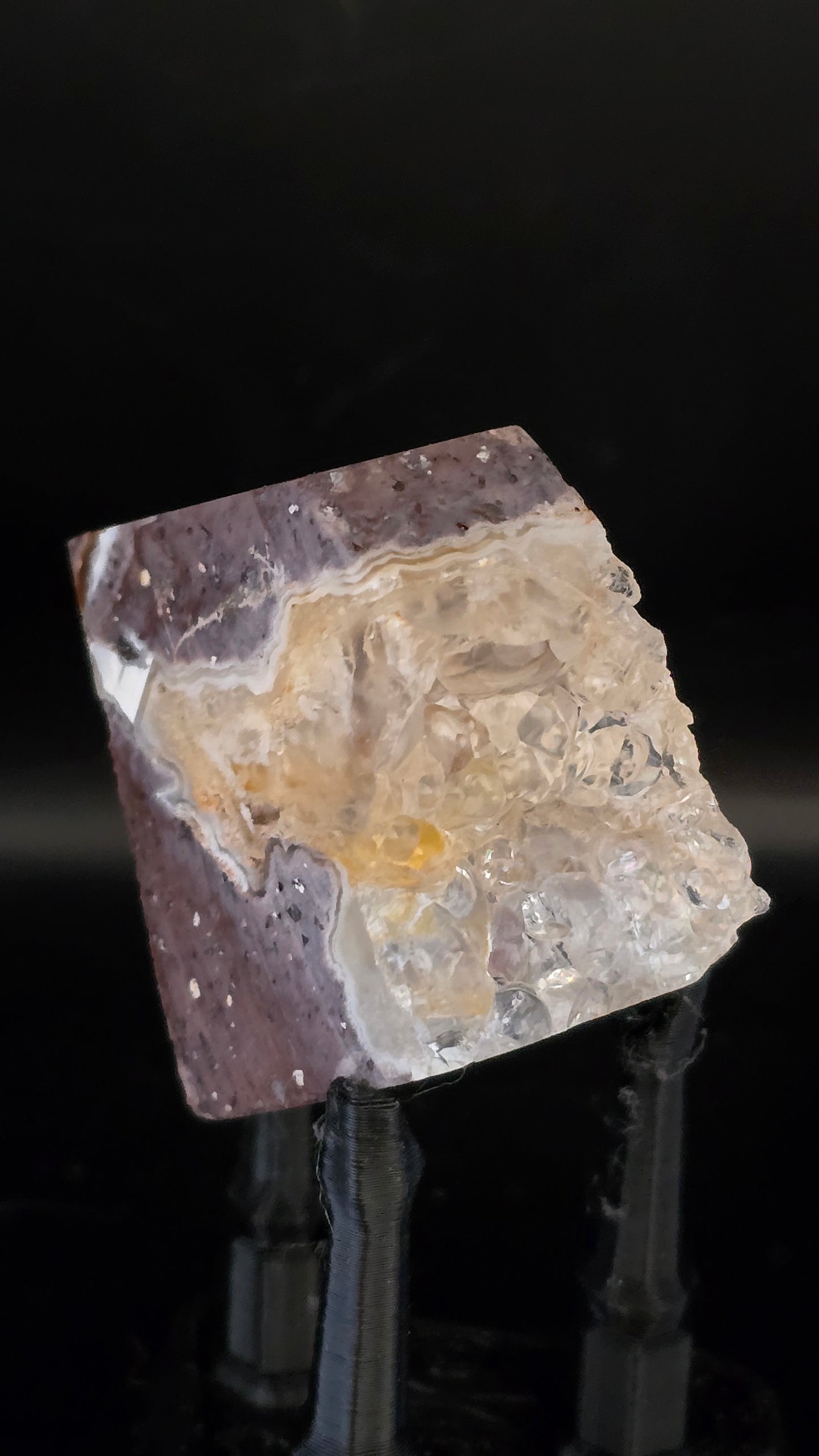 Polished & Natural Hyalite Opal Cluster – UV Reactive – Zacatecas, Mexico – 1.8 oz