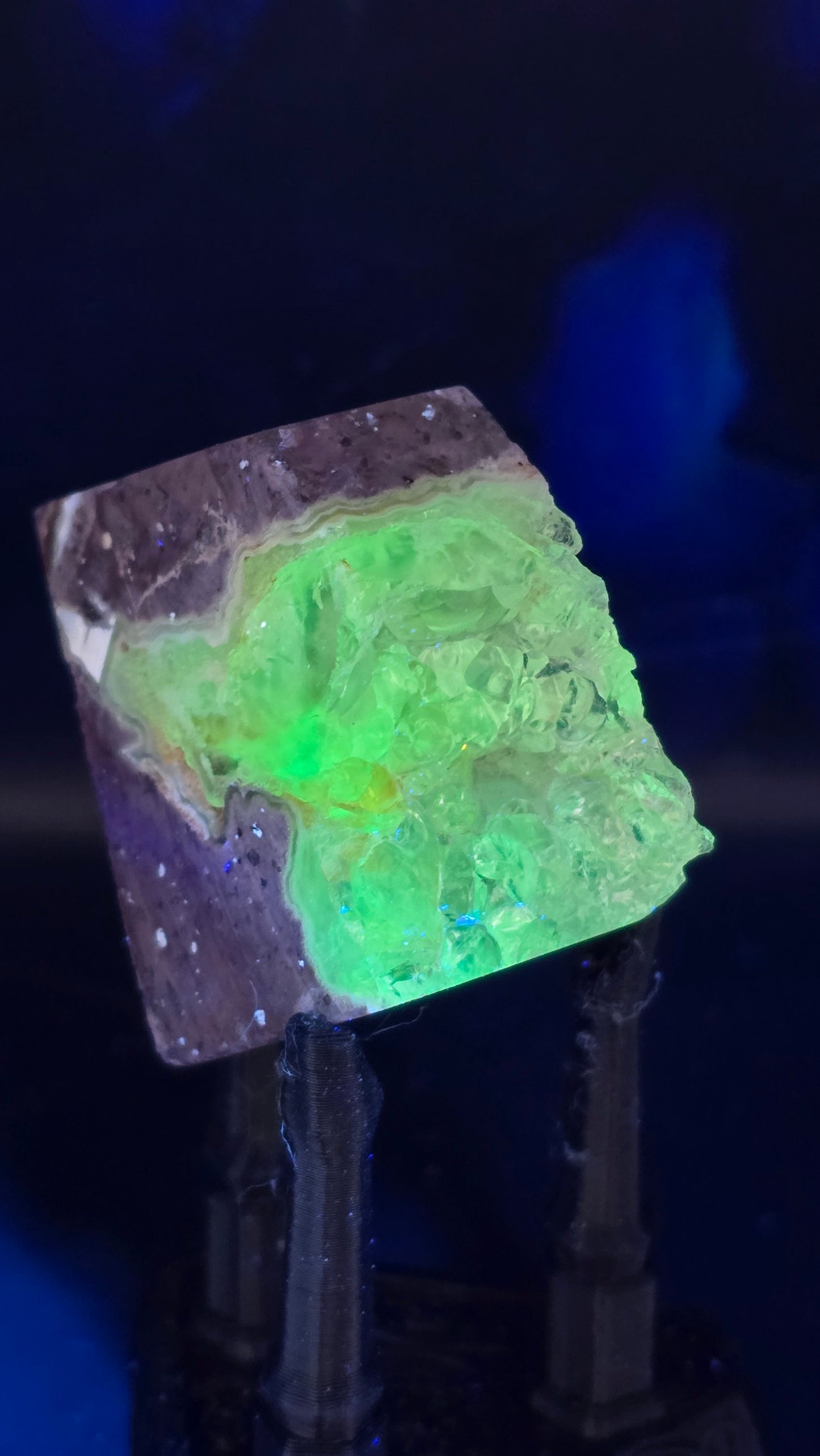 Polished & Natural Hyalite Opal Cluster – UV Reactive – Zacatecas, Mexico – 1.8 oz