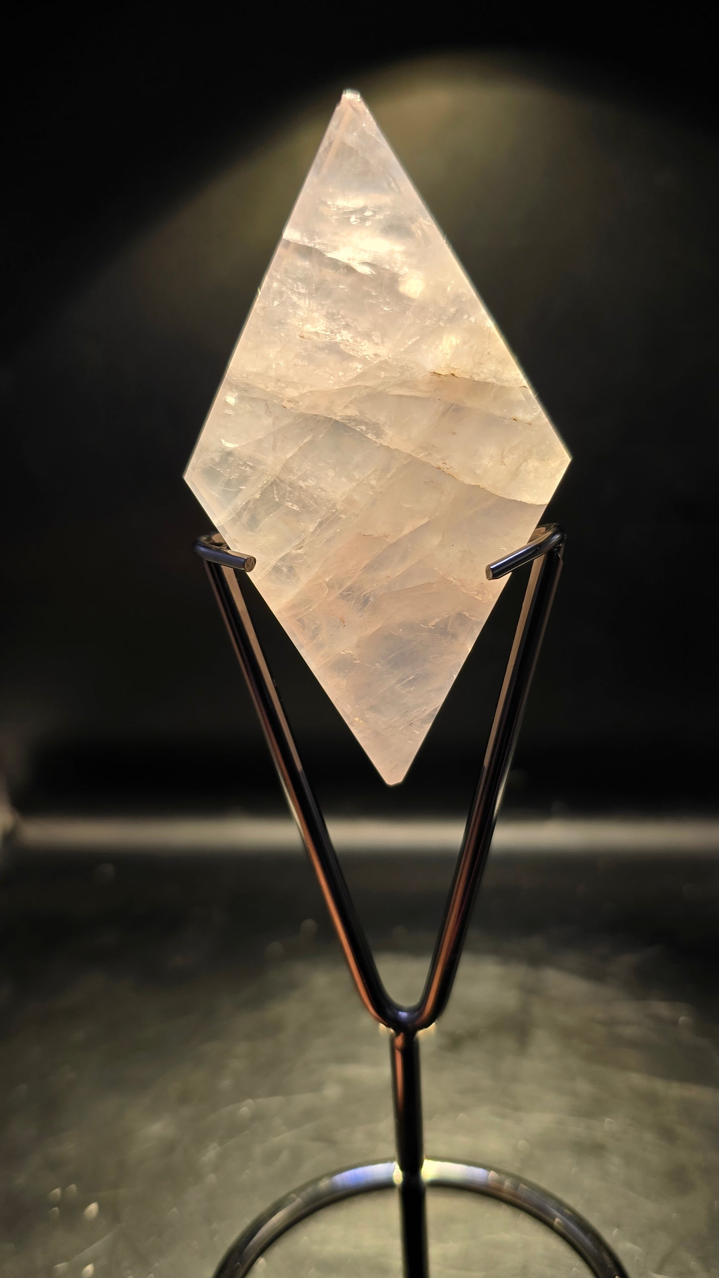 Rose Quartz Diamond Carving on Stand – Brazil – 0.19 lbs