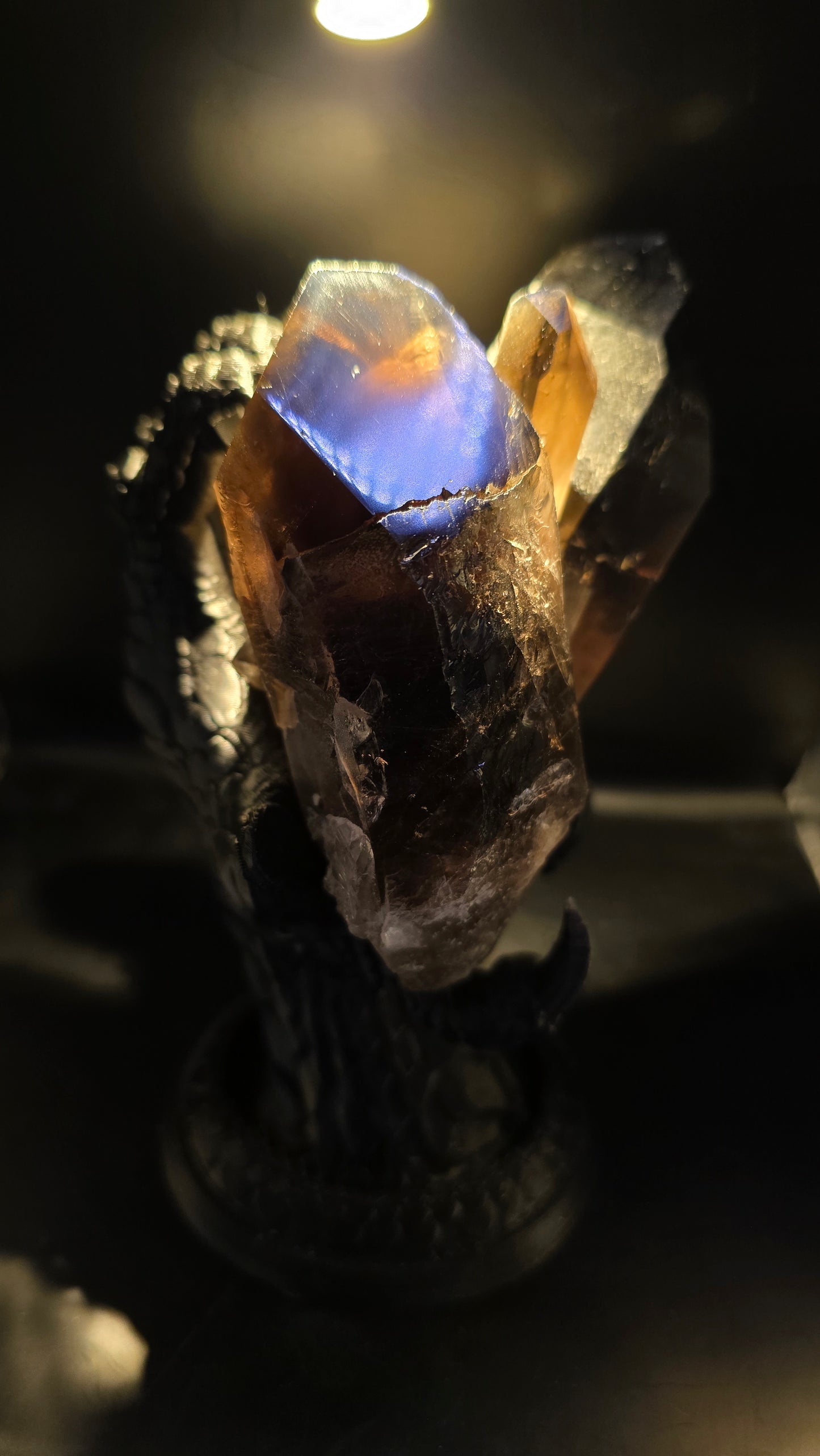 Smoky Quartz Cluster with Phantom Inclusions & Custom Dragon Claw Stand – Minas Gerais, Brazil – 1.50 lbs