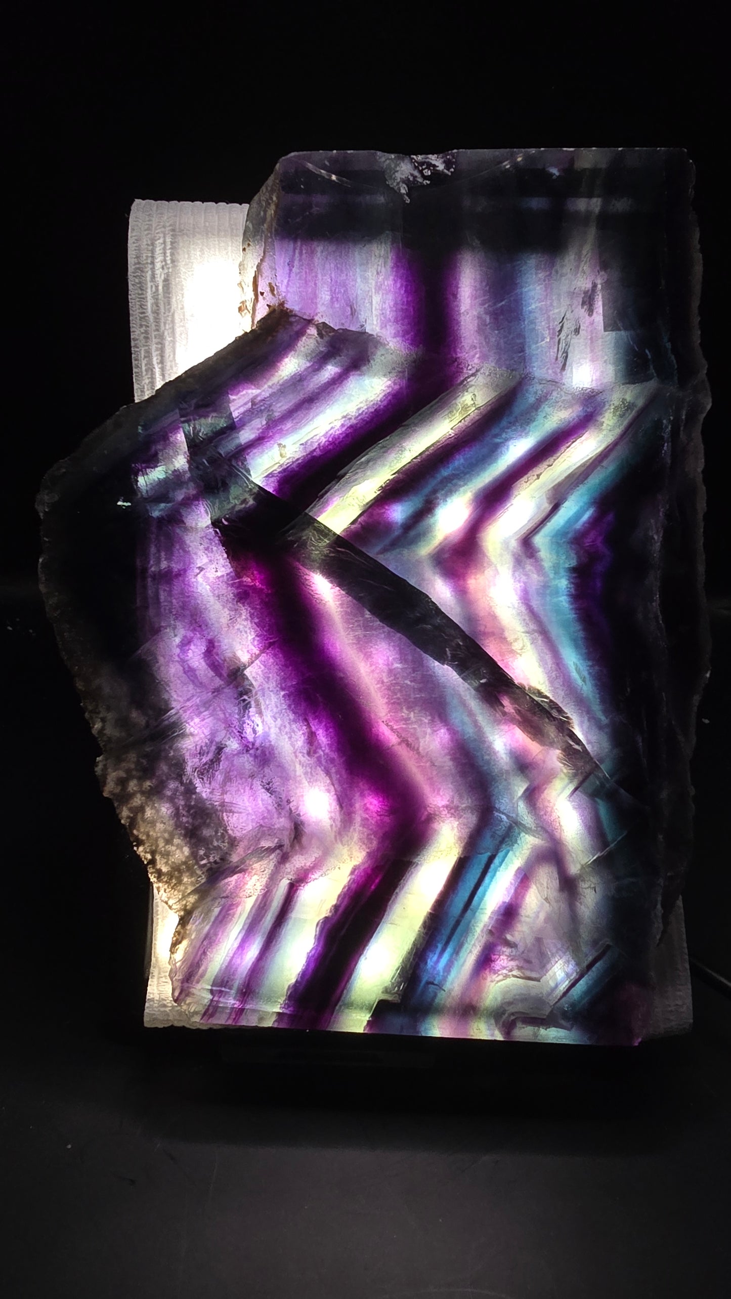 Black Rose Fluorite Polished UV Slab – Kharan, Pakistan – 1.25 lbs
