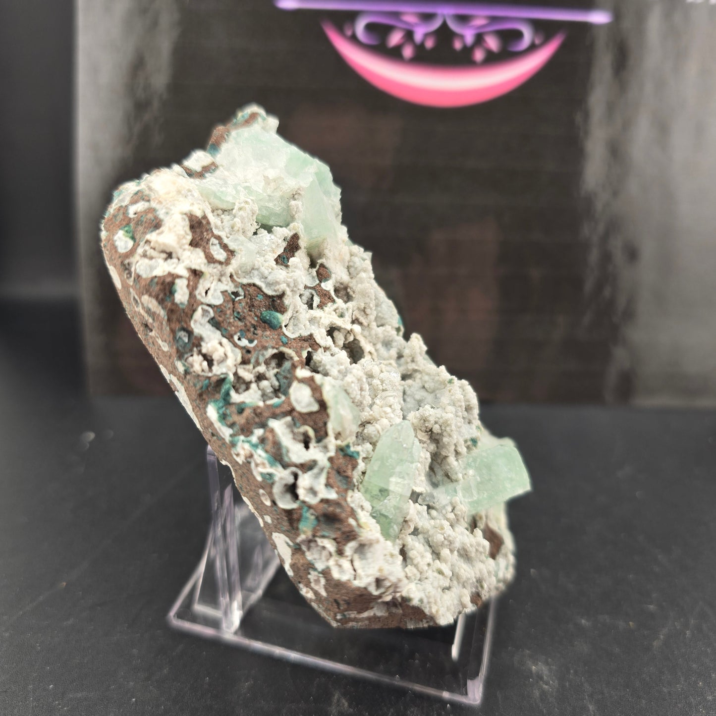 Green Apophyllite on White Druzy Chalcedony – 0.5 lbs