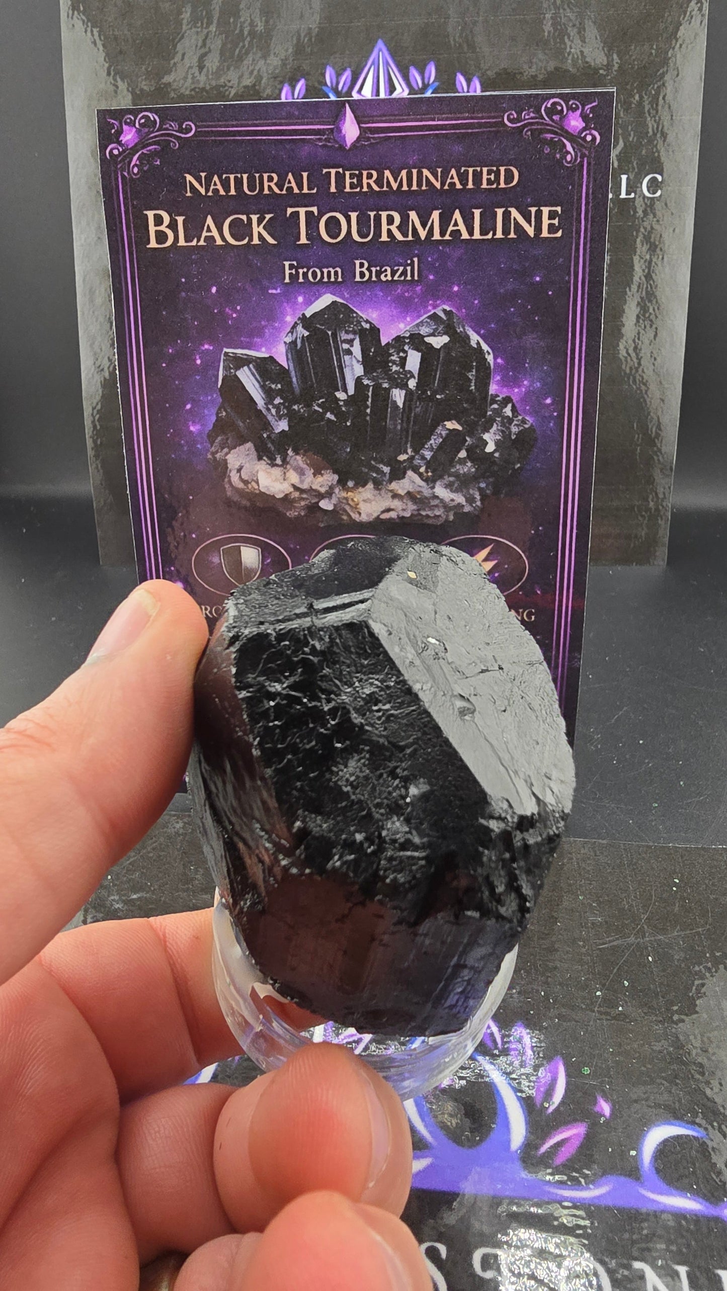 Black Tourmaline Crystal – Natural Termination – 0.49 lbs