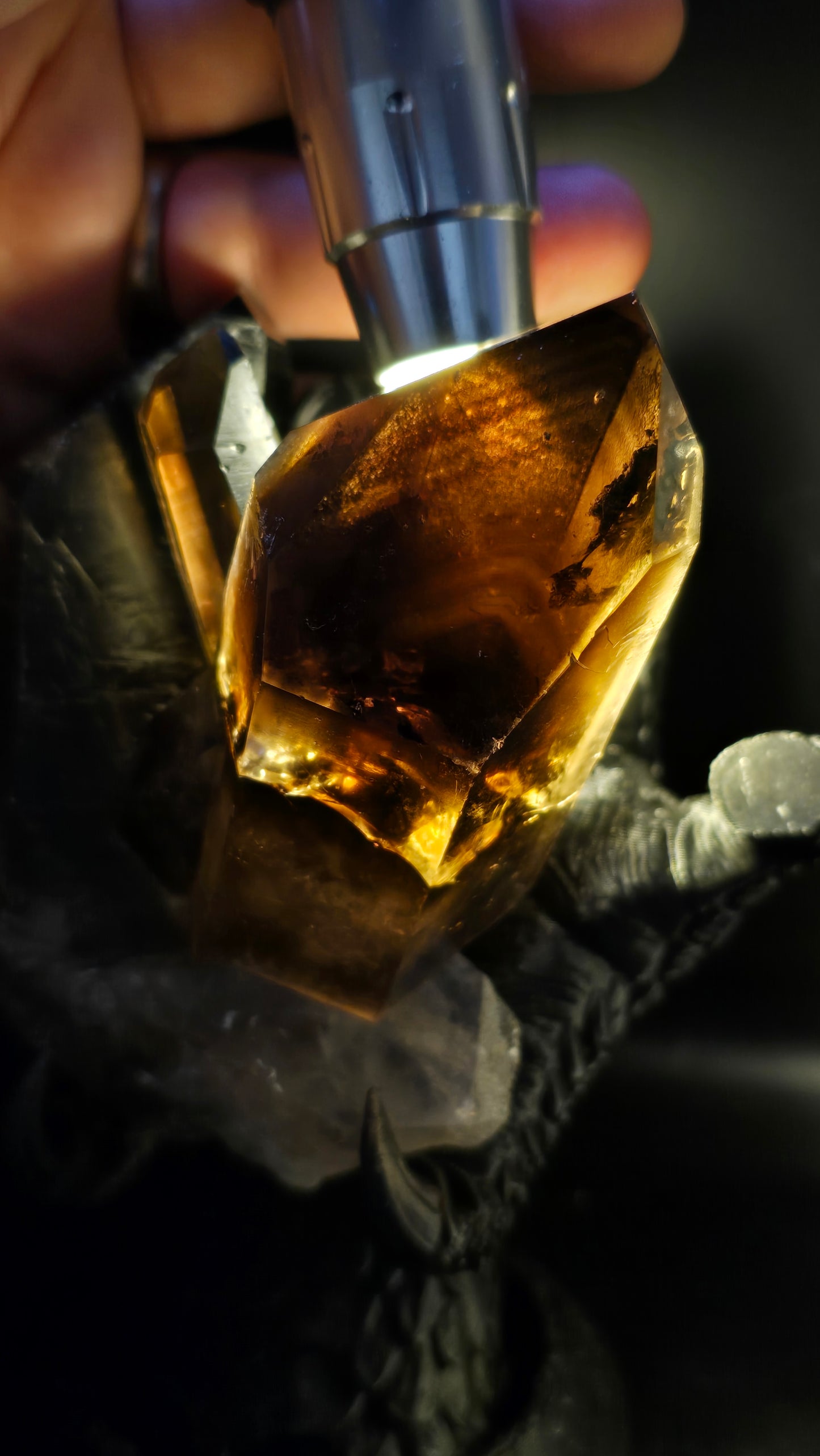 Smoky Quartz Cluster with Phantom Inclusions & Custom Dragon Claw Stand – Minas Gerais, Brazil – 1.50 lbs