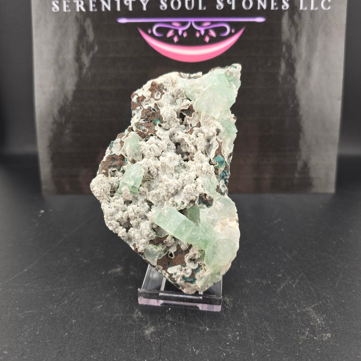 Green Apophyllite on White Druzy Chalcedony – 0.5 lbs