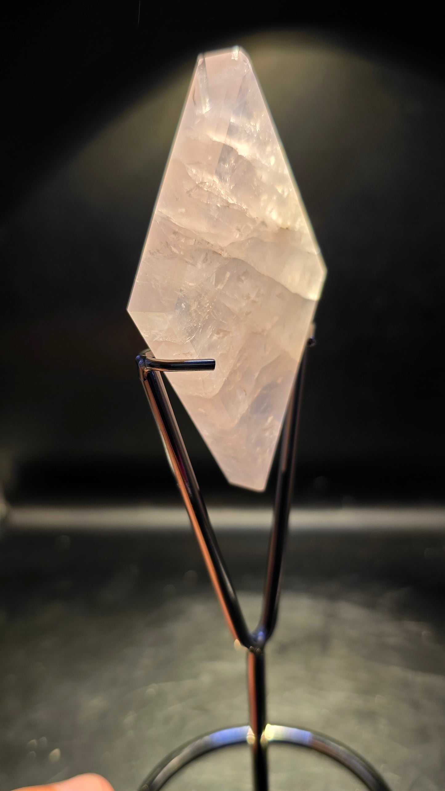 Rose Quartz Diamond Carving on Stand – Brazil – 0.19 lbs